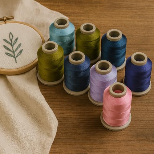 Mixed Color Embroidery Thread Set of 8 | 903 | 1497 | 9071 | 8883 | 9037 | 9723 | 1331 | 8068 | 15 Gr Polyester Embroidery Machine Thread (8, Pastel Colors) - color: Pastel colors