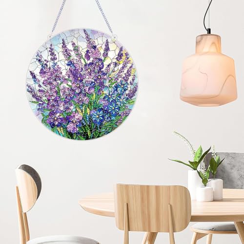 ARPADAMO Flowers Diamond Art Kits for Adults, Acrylic Hanging Suncatcher - color: DP05085