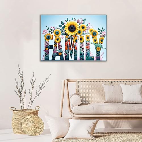 WUSARPLY Family Sunflower Stamped Cross Stitch Kits for Beginners Adults - color: J176