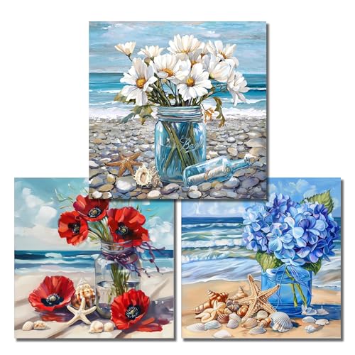 NEGEKFKX 3 Pack Beach Cross-Stitch Kits for Adults Beginners - color: Diamond painting-3pack-2