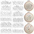 Floral Water Soluble Embroidery Patterns, 4 Sheets Stick and Stitch Embroidery Papers Wash Away, Pre-Printed Flower Designs Transfer Paper Customized Gifts for Hand Sewing Lovers Beginners - size: Flower Cluster