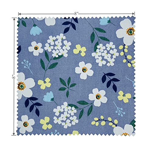 Retro Floral Print Precut Quilting Fabric 100% Cotton Fabric Squares 8x8 for Quilt Beginners (25Pcs) SZRUIZFZ - size: 8"x8"(20cm x 20cm)