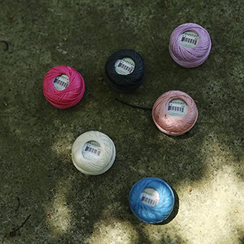 Rhapsody Pearl Cotton Thread Size 8 Crochet Thread Perle 12 Balls Set Hand Knitting, Embroidery, Sashiko, Cross-Stitch, Sewing, Needlepoint, DIY, Quilting (DK Royal Blue, Col. 421) - color: DK Royal Blue, Col. 421