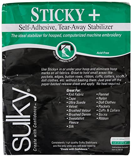 Sulky Sticky Self, 22.5-Inch by 36-Inch, Adhesive Tear/Away Stabilizer