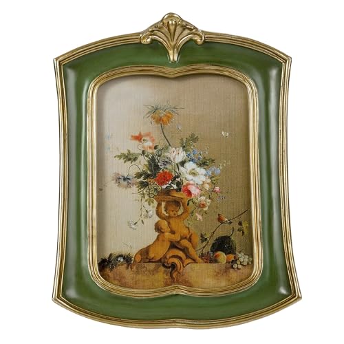 Vintage Picture Frame 4x6 Antique Ornate Photo Frame Tabletop and Wall Hanging Old-Fashioned Style, Decorative Retro Design Home Decor, Photo Gallery, Art, Green - color: Green, size: 4x6