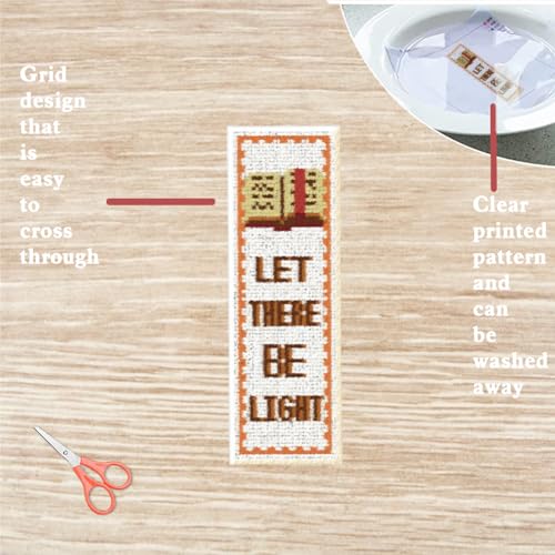 FREEBLOSS 6 Set Cross Stitch Bookmark Kits 8"x2.4" Plaid Biblical Theme - style: Bible