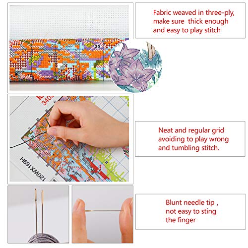 Printed Cross Stitch Kits 11CT 15X19 inch 100% Cotton Holiday Gift DIY Embroidery Starter Kits Easy Patterns Embroidery for Adults Crafts DMC Stamped Cross-Stitch Supplies Needlework Girl Adventure - color: Stamped 18.9X14.5 inch