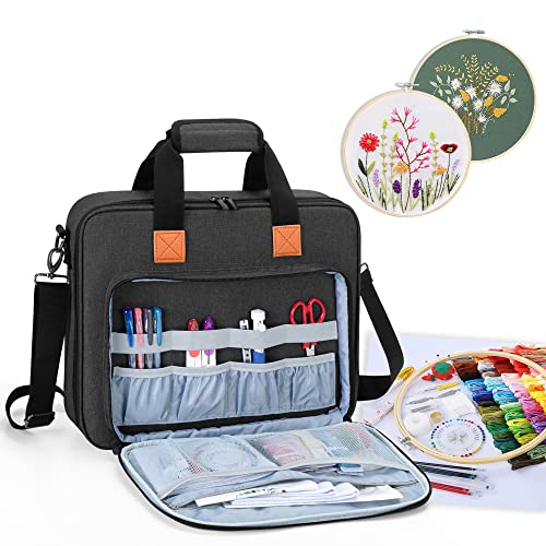 LUXJA Embroidery Project Bag, Embroidery Kits Storage Bag (Bag Only), Black - color: Black