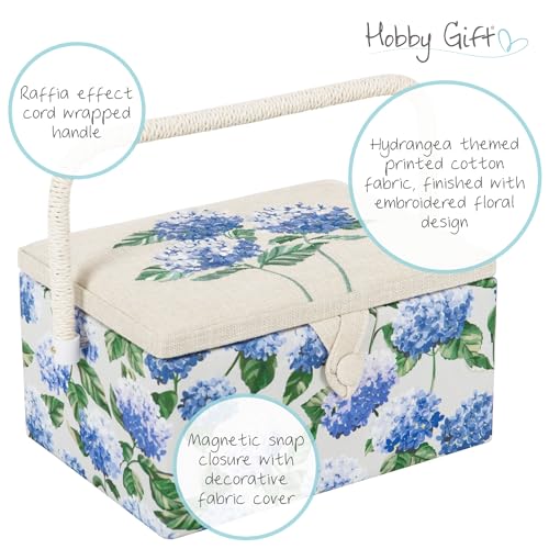 Hobby Gift Medium Sewing Box Organiser - color: Blue Hydrangea