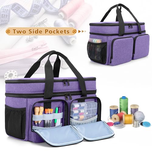 BAFASO Large Sewing Organizer Bag with an Individual Pouch, Purple - color: Purple