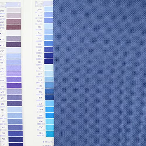 KCS 3 pc of 12" x 18" (30cmx45cm) 14CT Counted Cotton Aida Cloth Cross Stitch Fabric (Green+Sea Green+Jeans Blue) - color: Green+sea Green+jeans Blue