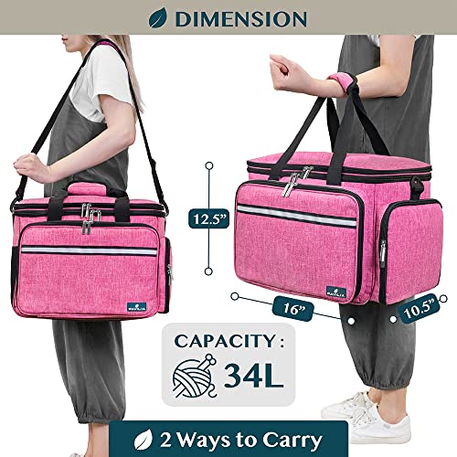 PAVILIA Large Knitting Yarn Storage Bag Crochet Organizer for Knitter, Pink - color: Heather Pink