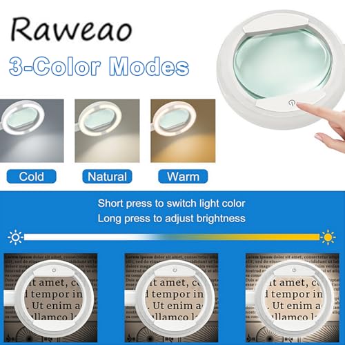 8X Large Floor Magnifying Glass with Light and Stand, 3 Color Modes