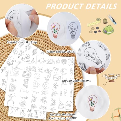 Water Soluble Embroidery Patterns, Stick and Stitch Paper for Sewing - style: boho 1304