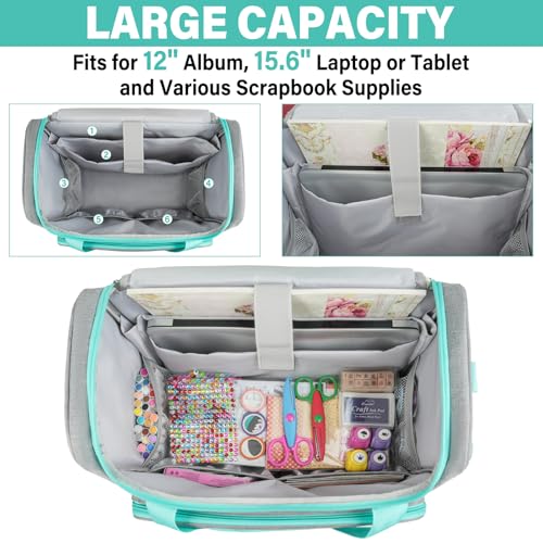 Craft Bag for Scrapbook Supplies, Large Scrapbook Tote with 15.6'' Laptop Sleeve, Art Supply Storage Bag with Multiple Pockets for Scrapbooking Tools, Gray - color: Grey, size: Without Trolley