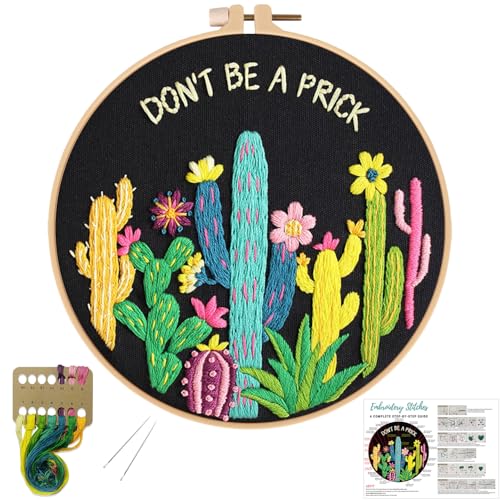Louise Maelys Cactus Embroidery Kit for Beginners Plant Gift DIY Craft - color: art cactus