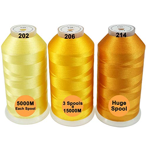 New brothread Huge Spools Embroidery Machine Thread -Different Yellows - color: 3xDIFFERENT YELLOWS