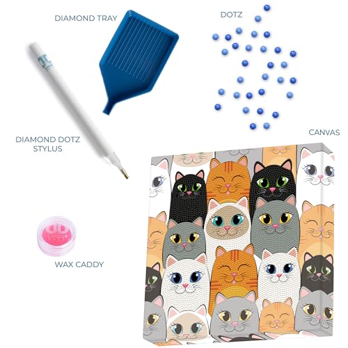 DIAMOND DOTZ Cat Clan Diamond Painting Kit for Adults, Diamond Art Craft - color: Multicolor