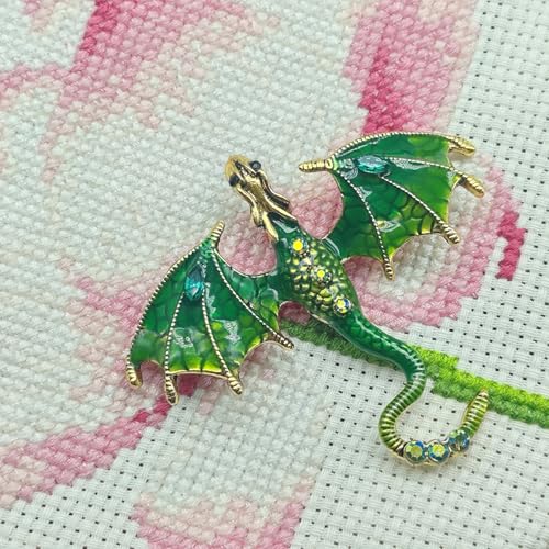 Large Dragon Needle Minder, Needle Minder Magnet, Magnetic Needle Nanny, Fantasy Needlework Accessories for Cross Stitch & Embroidery (Green) - color: Green