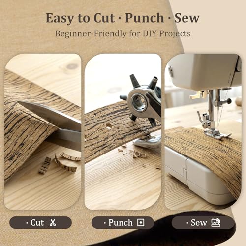 SorenCut Cork Fabric by The Yard,Cork Fabric for Sewing with Black Coffee Surface,12 * 52 Inch Larger Size for Handcrafts,Cutting DIY Projects - color: Black Coffee