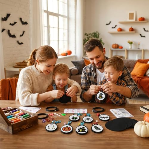 7 Pack Halloween Stamped Cross Stitch Kits for Adults Beginners with Frame - color: Halloween Cross Stitch Kits