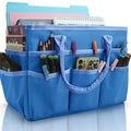 Cupohus Craft Organizer Bag, Blue Art Supply Tote with Multiple Pockets - color: Blue