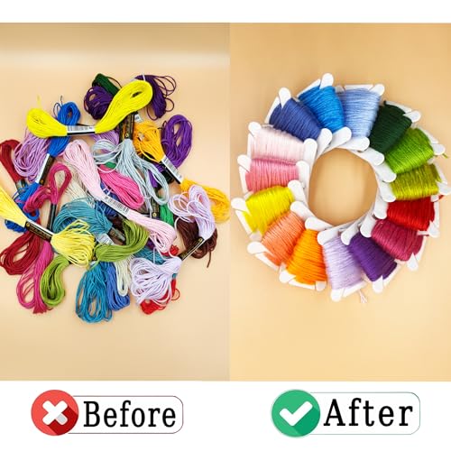 Embroidery Floss Bobbins, 120Pcs Embroidery Thread Organizer Cross Stitch Supplies Thread Holder Sewing Storage Plastic Cards with Pen and Label and Storage Loop
