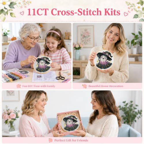 VIGEGU Ghost Stamped Cross Stitch Kits for Adults Beginners with Frame - color: Cross-Stitch ghost-1