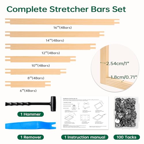 24 Pcs Needlepoint Stretcher Bars for Needlework with 100 Metal Tacks, - color: Natural-24pcs