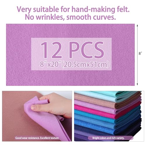 HaoFeiJH 6Pcs Felt Sheets 8"x20" (Neon Colour 12pcs) - color: Neon Colour 12pcs