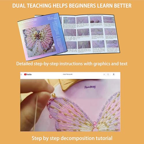 Craftreasure Butterfly Embroidery Kit, Purple-Intermediate - color: Romantic Purple-Intermediate