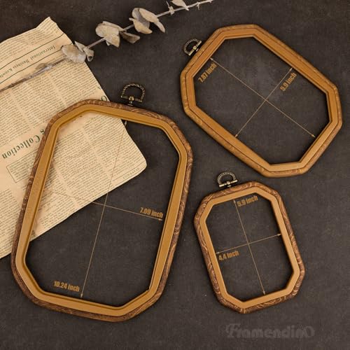 Framendino, 3 Pack Imitation Wood Embroidery Hoops Cross Stitch Craft Hoop Frame for Home Decoration 3 Sizes - size: 3 Sizes