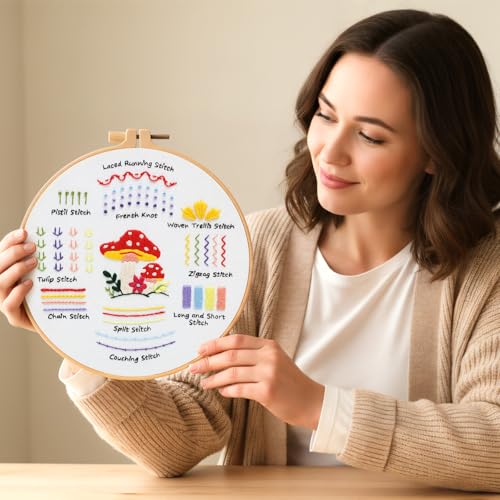 Louise Maelys 3 Pack Embroidery Kit for Beginners Learn Basic Stitches DIY - color: 3 embroidery