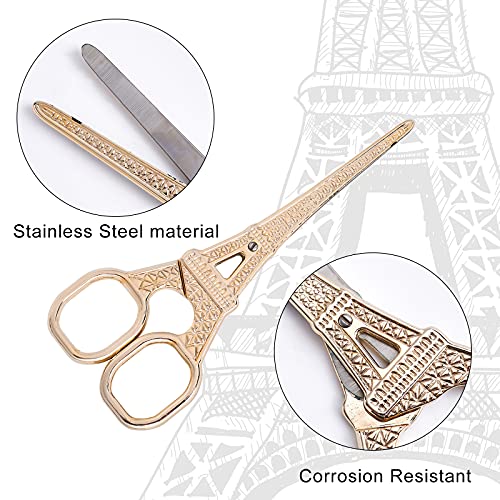 SUNNYCLUE 5.5Inch Sewing Scissors Vintage Stainless Steel European Tower Scissors for Fabric & Paper Cutting Craft Threading Household Daily Use Cross-Stitch, Light Gold - color: Light Gold