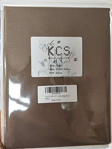 19" x 28" 14CT Counted Cotton Aida Cloth Cross Stitch Fabric (Coffee) - color: Coffee