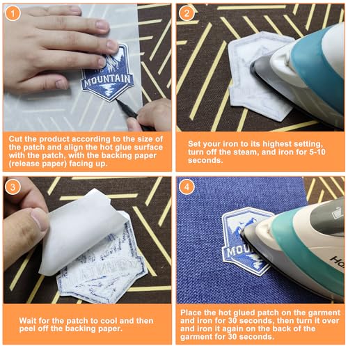 KEPAIBOS Double Sided Iron On Adhesive Sheets with Backing Easy-Iron Permanent Fusible Patch Fabric Glue A4 Size 20 PCS (Lightweight M) - size: M, style: Lightweight