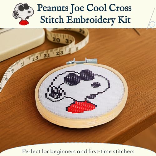 AQUARIUS Peanuts Joe Cool Small Cross Stitch Embroidery Kit for Beginners