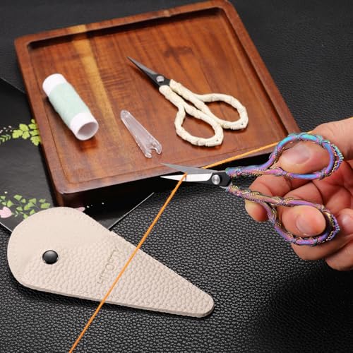 Small Sewing Scissors, Sharp Tip Precision Shears with Cover - color: Rainbow