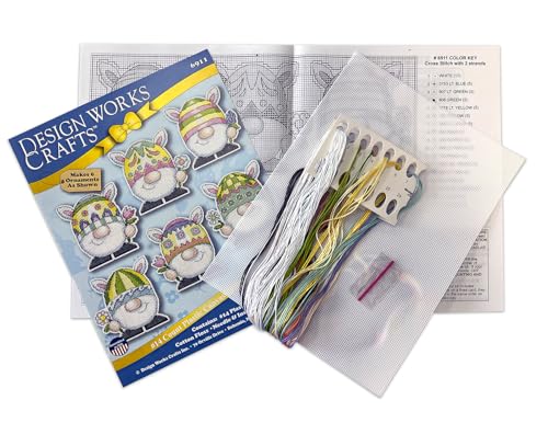 Design Works Crafts Easter Gnomes Counted Cross Stitch Ornament Kit - Set/6