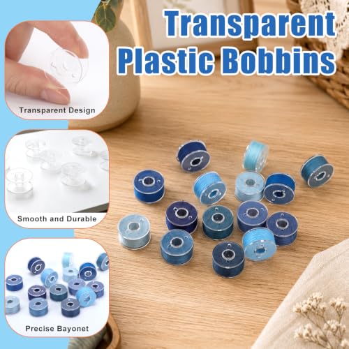 72 Pcs Pre-Wound Bobbins Sewing Thread 72 Colors (Blue) - color: Blue