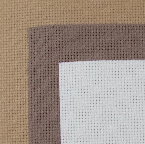 KCS 3 pc of 15" x 18"(38cmx45cm) 14 Count Cross Stitch Cotton Aida Cloth Needlework Rolled Fabric Box,14CT,Antique White +Coffee+Khaki - color: Antique White +Coffee+khaki, size: 14CT