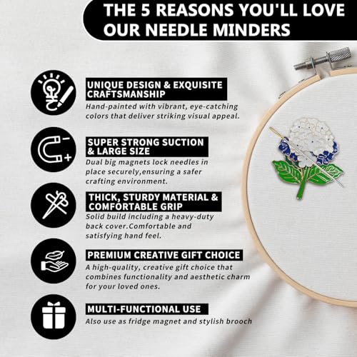 Magnetic Needle Minder Magnet Embroidery Accessories and Supplies Embroidery Needle Holder Cross Stitch Holder Needlework Supplies (White Hydrangea) - size: white hydrangea