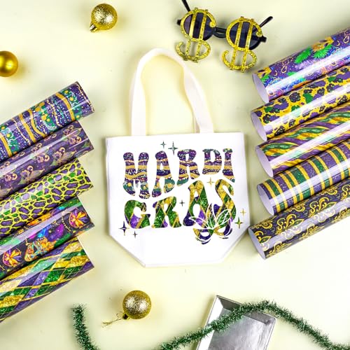 HTVSTD Mardi Gras Mark Heat Transfer Vinyl 10Sheet 12×10in Iron on Vinyl - color: Mysterious