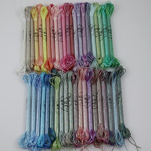 KCS 6-Strand Cross Stitch Metallic Variegated Pearl Shiny Embroidery Floss (42 skeins) - color: 42 skeins