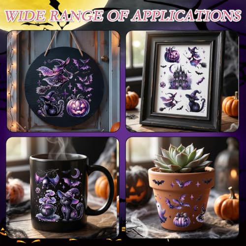 16 Pcs Halloween Rub on Transfers for Crafts Furniture DIY - color: Halloween Cat