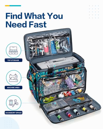 HOMEST Sewing Machine Carry Case, with Shoulder Strap and Front Pocket - color: Floral, size: Sewing Machine Bag Style 1