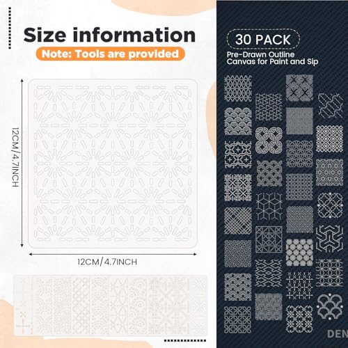Affrolling 30 Pcs Plastic Sashiko Stencil 4.7 x 4.7 Inch Geometric Sashiko Pattern Template Drawing Line Quilting Stencil Embroidery Pattern Stabilizers for Sewing Hand Quilting and Embroidery - size: 4.7 x 4.7 Inch