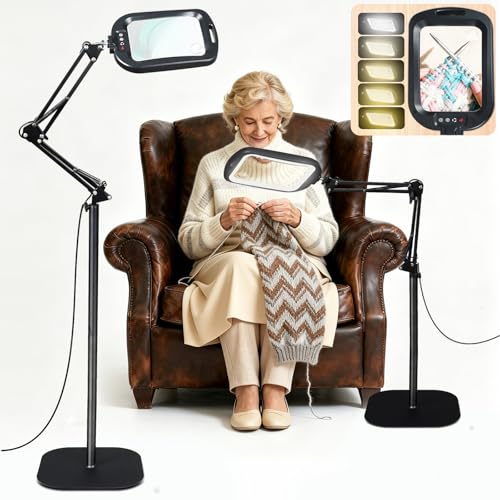 30X 10X Extra Large Floor Magnifying Glass with Light and Stand Hands Free