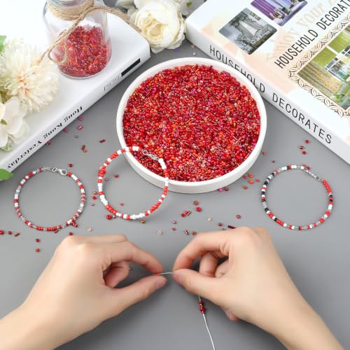 Red Seed Beads for Jewelry Making Glass Bugle Beads for DIY Craft - color: Red