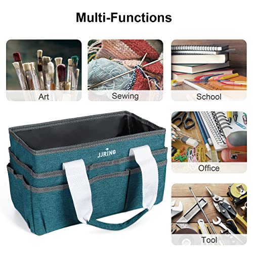 JJRING Craft Organizer Tote Bag Art Storage Caddy Bluish Green - color: Bluish Green, size: Small